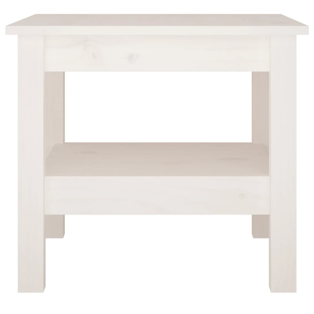 Tavolino da caffè bianco 45x45x40 cm in legno massello di pino | homemem39