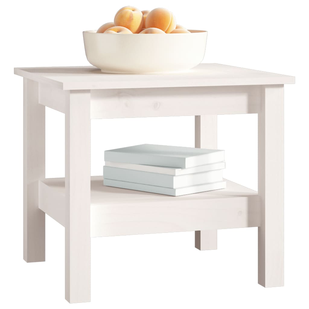 Tavolino da caffè bianco 45x45x40 cm in legno massello di pino | homemem39