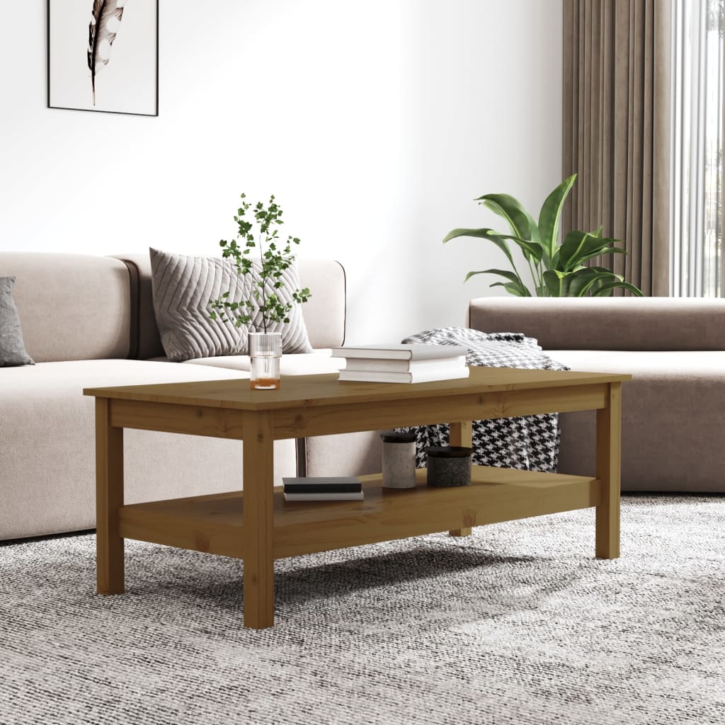 Tavolino da Salotto ambra 110x50x40 cm Legno Massello di Pino | homemem39