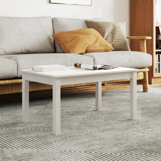 Tavolino da Salotto Bianco 80x50x40 cm Legno Massello di Pino | homemem39