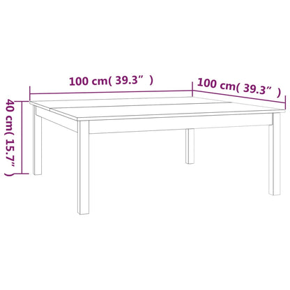 Tavolino da Salotto Bianco 100x100x40 cm Legno Massello di Pino