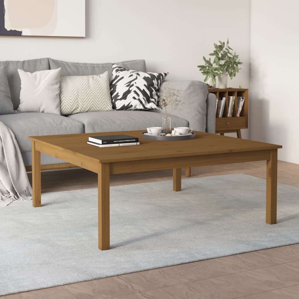 Tavolino da Salotto Marrone Cera 100x100x40 cm Legno di Pino - homemem39