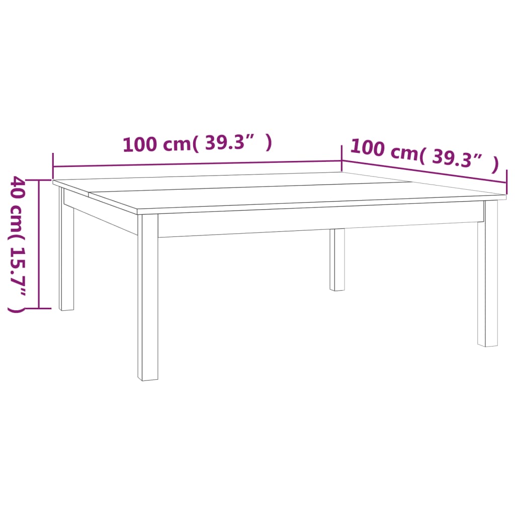 Tavolino da Salotto Marrone Cera 100x100x40 cm Legno di Pino - homemem39