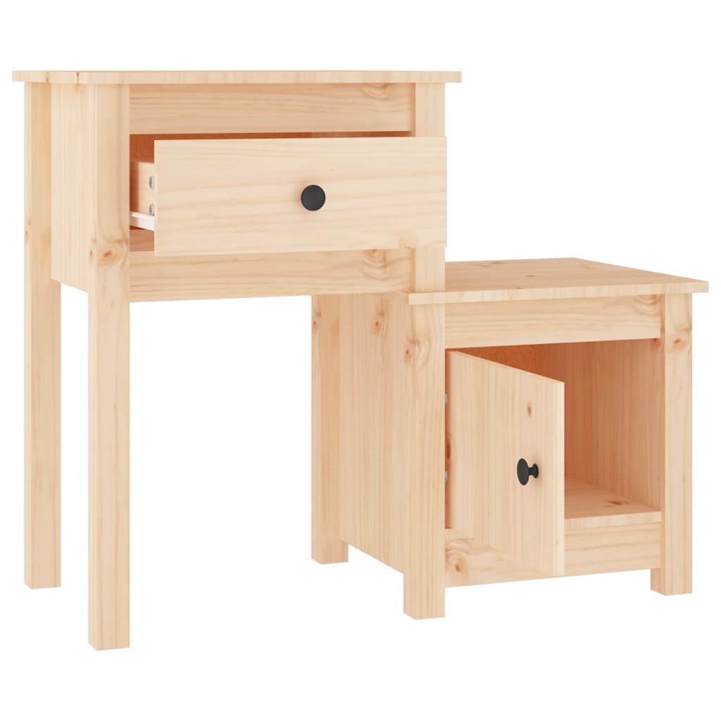 Comodino 79,5x38x65,5 cm in Legno Massello di Pino - homemem39