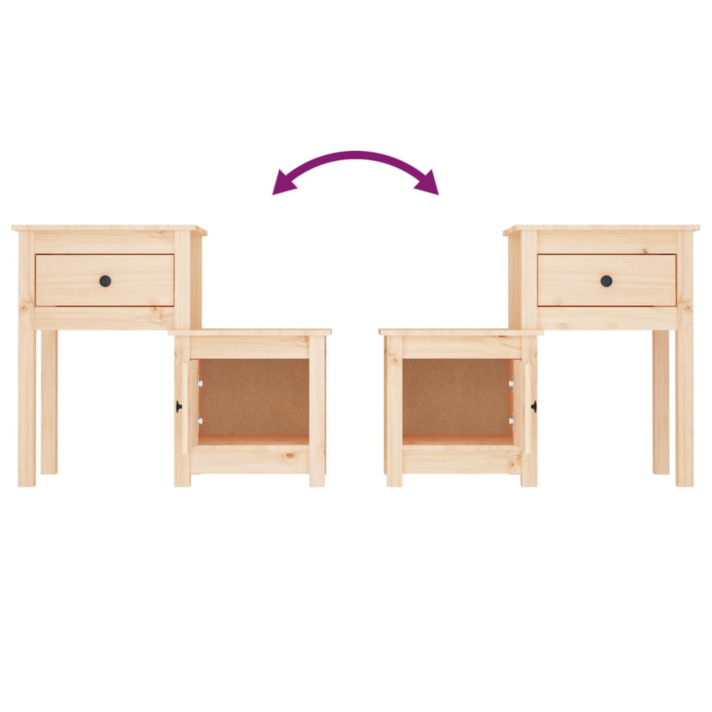 Comodino 79,5x38x65,5 cm in Legno Massello di Pino - homemem39