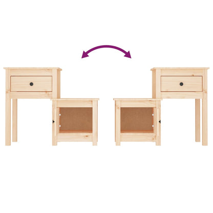 Comodino 79,5x38x65,5 cm in Legno Massello di Pino - homemem39