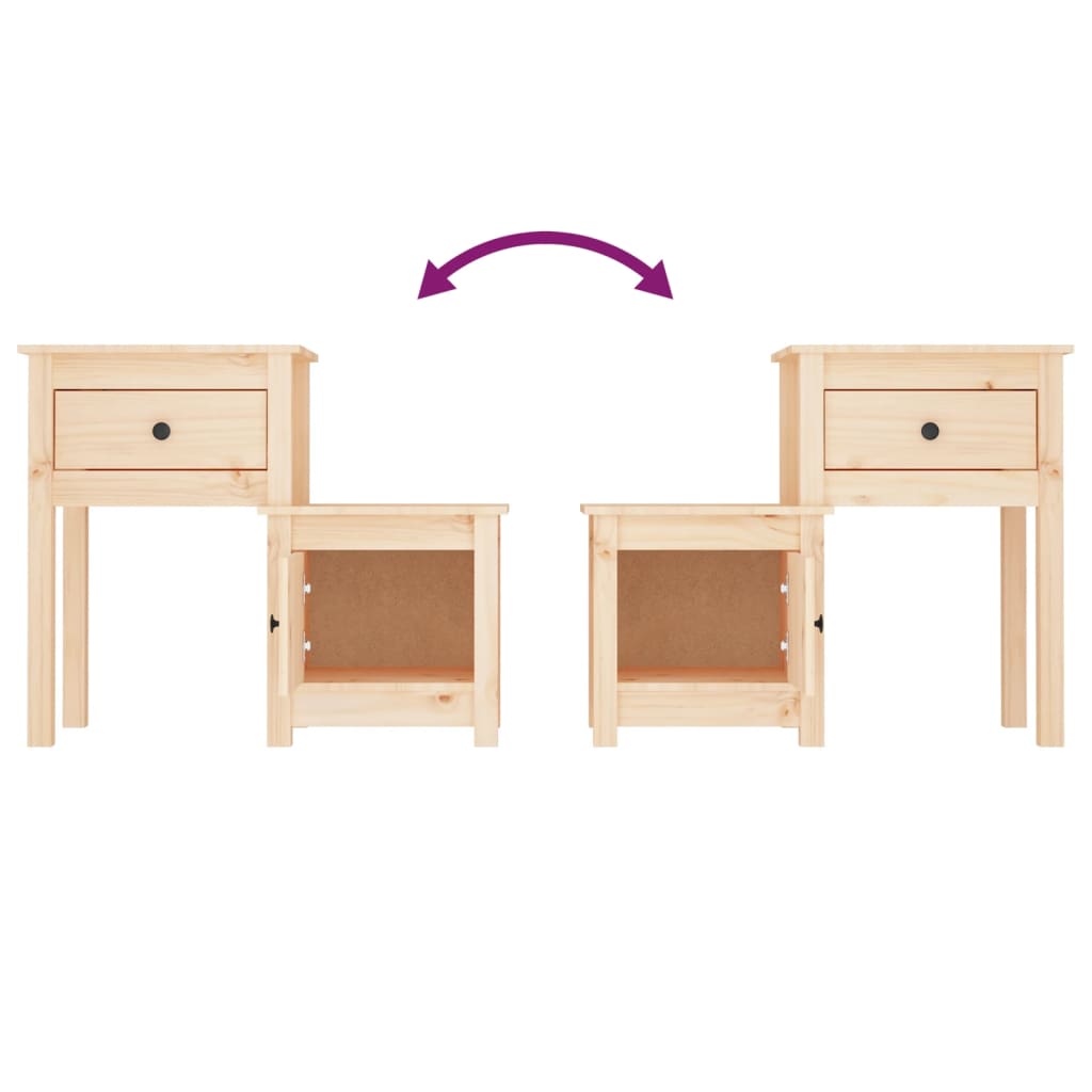 Comodini 2 pz 79,5x38x65,5 cm in Legno Massello di Pino - homemem39