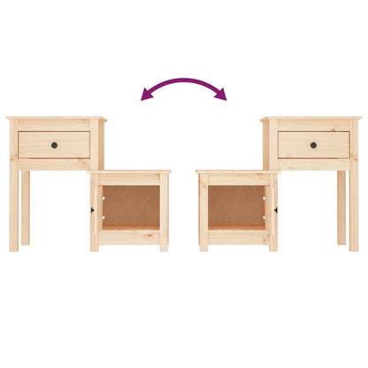 Comodini 2 pz 79,5x38x65,5 cm in Legno Massello di Pino - homemem39