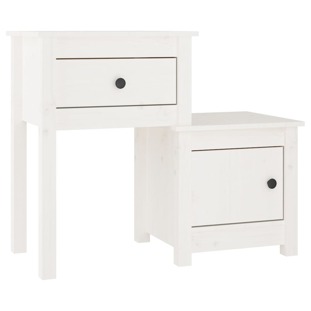 Comodini 2 pz Bianchi 79,5x38x65,5 cm in Legno Massello di Pino - homemem39