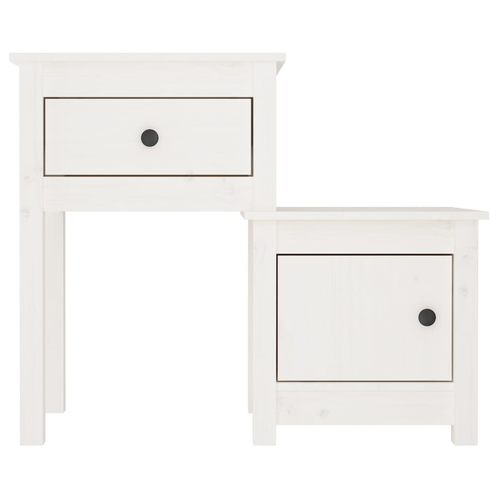Comodini 2 pz Bianchi 79,5x38x65,5 cm in Legno Massello di Pino - homemem39
