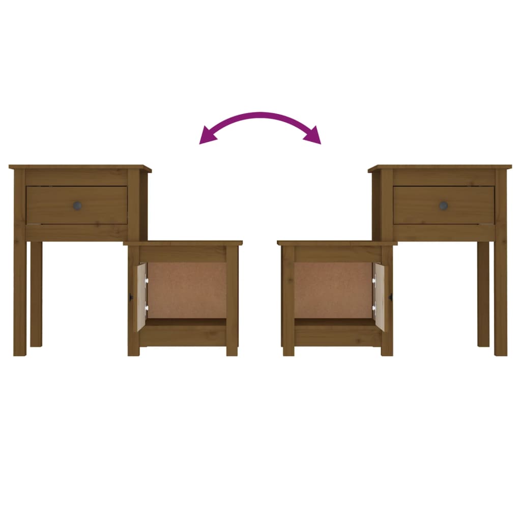 Comodino ambra 79,5x38x65,5 cm in Legno Massello di Pino - homemem39