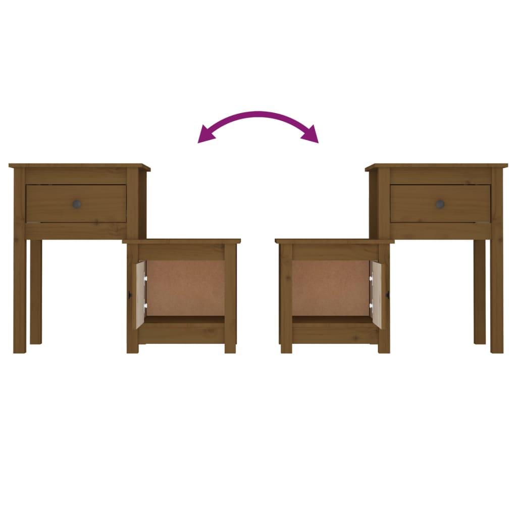 Comodini 2 pz ambra 79,5x38x65,5 cm in Legno Massello di Pino - homemem39