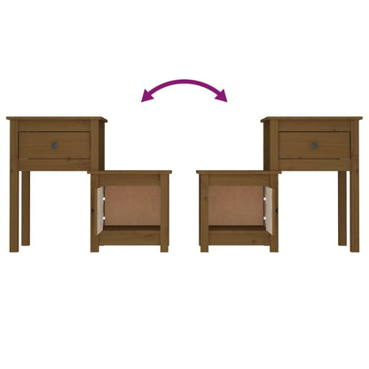 Comodini 2 pz ambra 79,5x38x65,5 cm in Legno Massello di Pino - homemem39