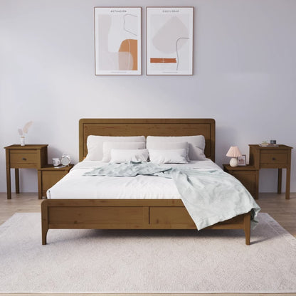 Comodini 2 pz ambra 79,5x38x65,5 cm in Legno Massello di Pino - homemem39