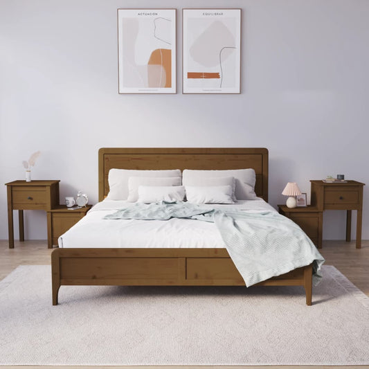Comodini 2 pz ambra 79,5x38x65,5 cm in Legno Massello di Pino - homemem39