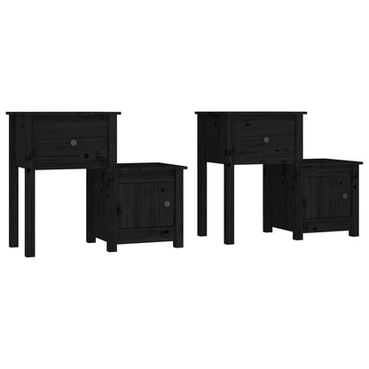 Comodini 2 pz Neri 79,5x38x65,5 cm in Legno Massello di Pino - homemem39