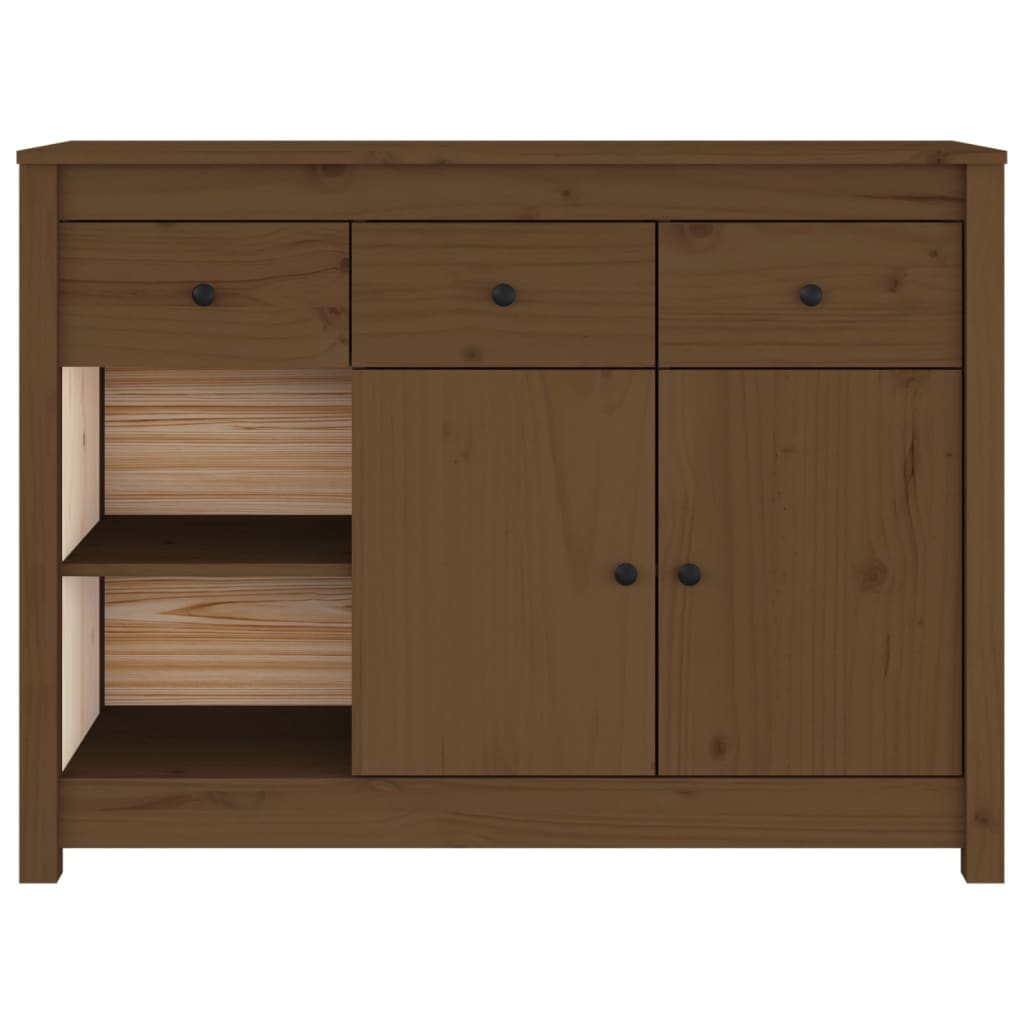 Credenza Marrone Ambrato 100x35x74 cm in Legno Massello di Pino - homemem39