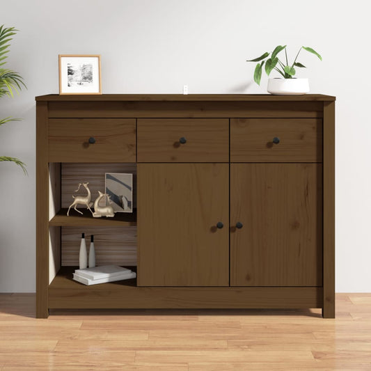 Credenza Marrone Ambrato 100x35x74 cm in Legno Massello di Pino - homemem39
