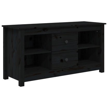 Mobile Porta TV Nero 103x36,5x52 cm in Legno Massello di Pino - homemem39