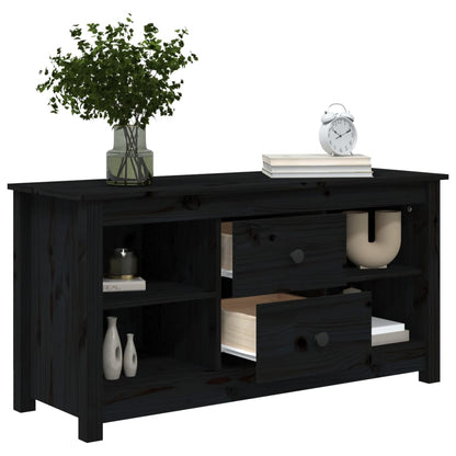Mobile Porta TV Nero 103x36,5x52 cm in Legno Massello di Pino - homemem39