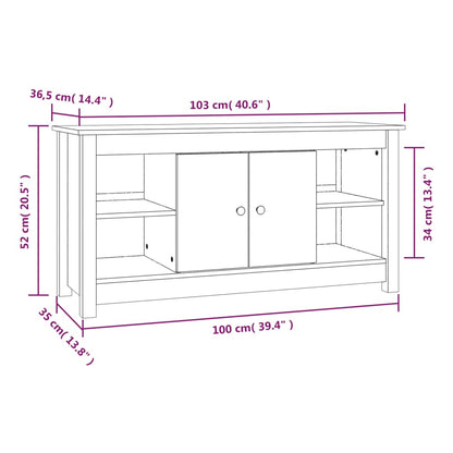 Mobile Porta TV Nero 103x36,5x52 cm in Legno Massello di Pino - homemem39
