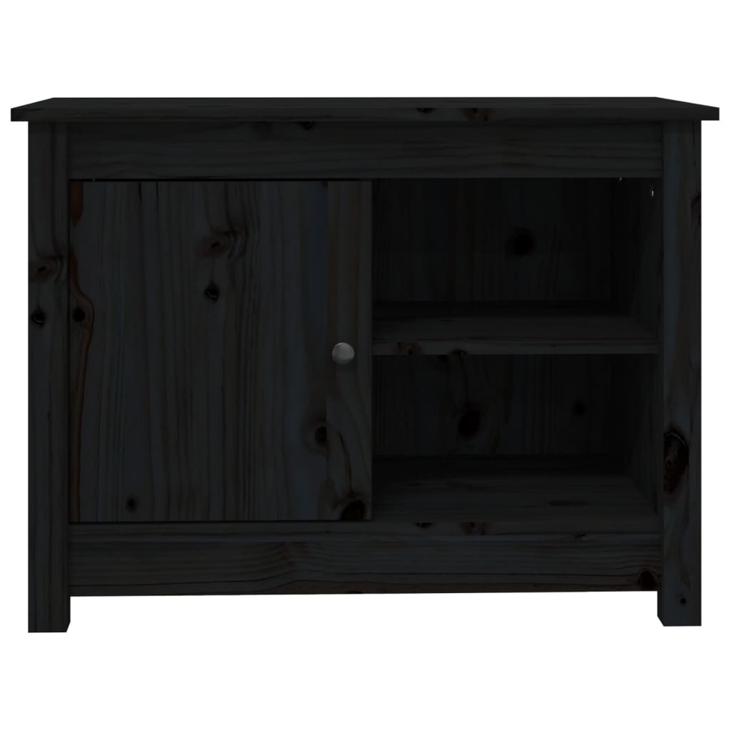 Mobile Porta TV Nero 70x36,5x52 cm in Legno Massello di Pino - homemem39