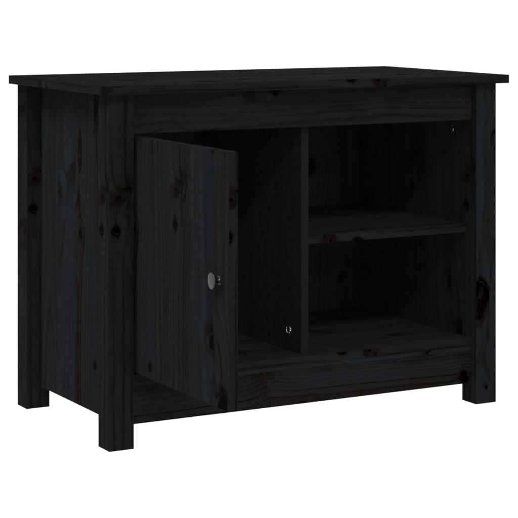 Mobile Porta TV Nero 70x36,5x52 cm in Legno Massello di Pino - homemem39