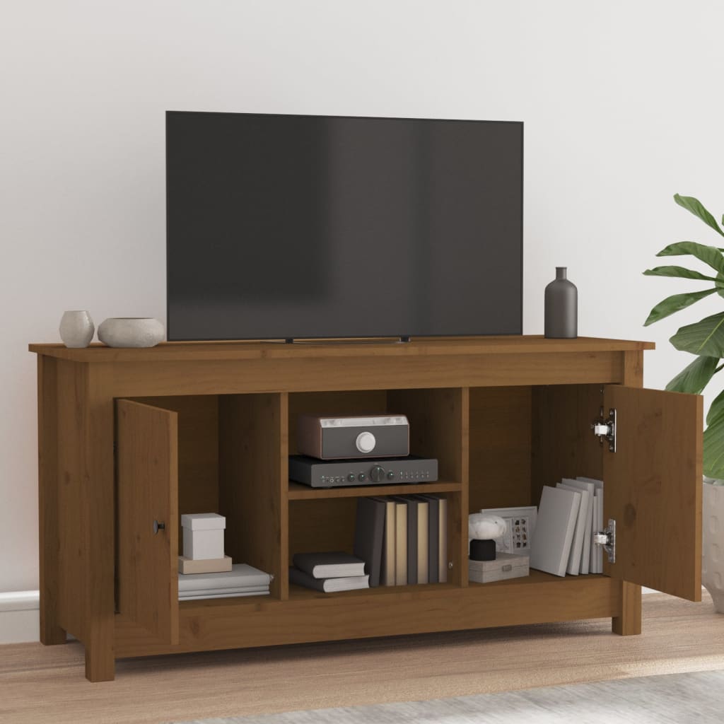 Mobile Porta TV Ambra 103x36,5x52 cm in Legno Massello di Pino - homemem39