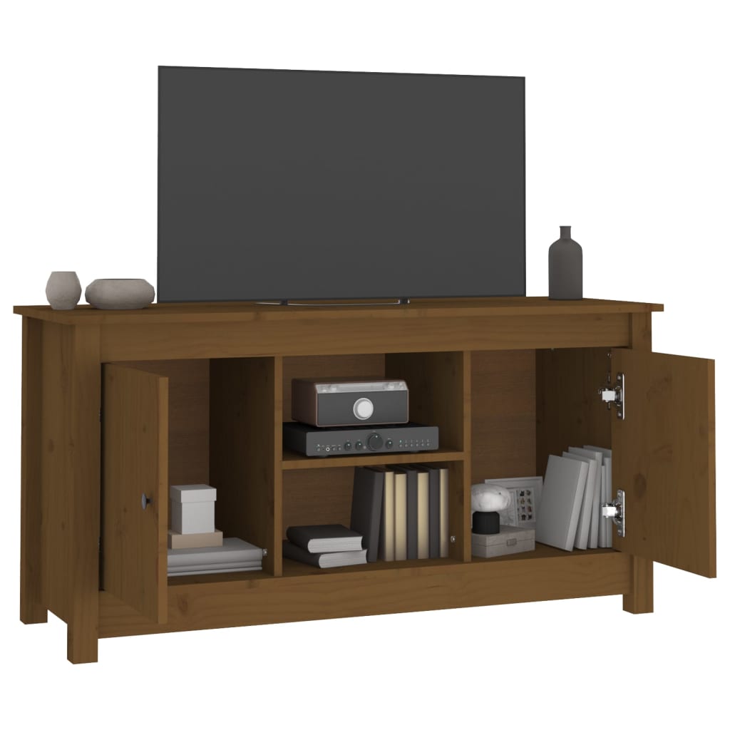 Mobile Porta TV Ambra 103x36,5x52 cm in Legno Massello di Pino - homemem39