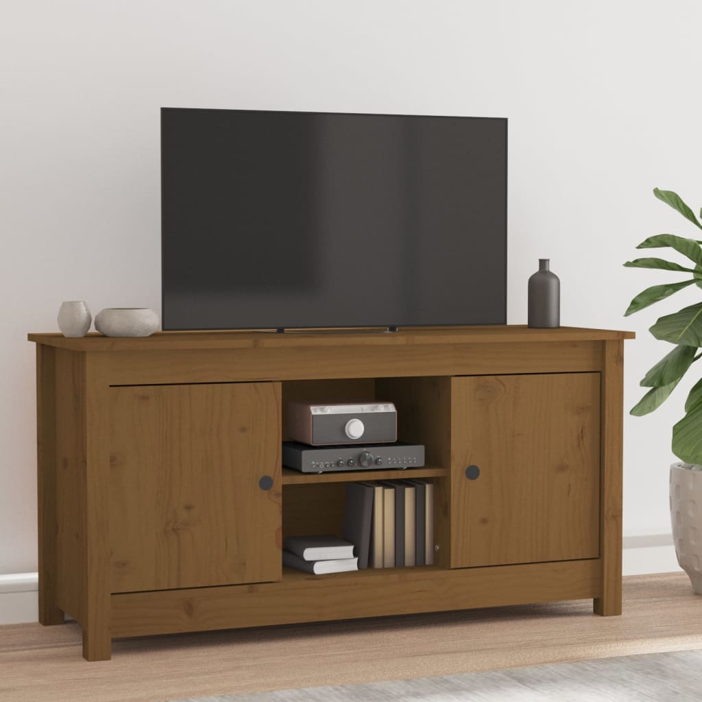 Mobile Porta TV Ambra 103x36,5x52 cm in Legno Massello di Pino - homemem39