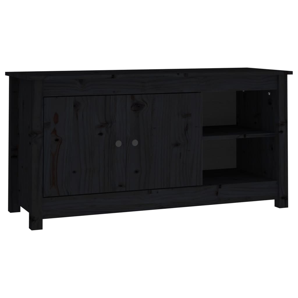 Mobile Porta TV Nero 103x36,5x52 cm in Legno Massello di Pino - homemem39