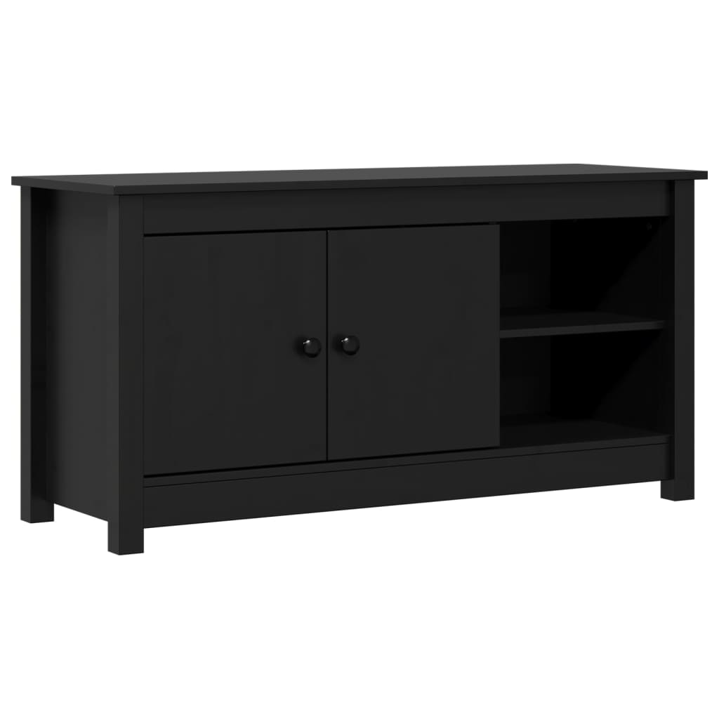 Mobile Porta TV Nero 103x36,5x52 cm in Legno Massello di Pino - homemem39