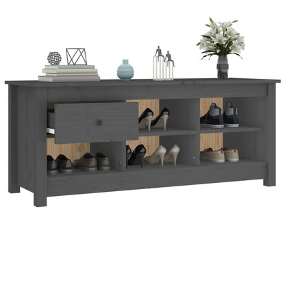Scarpiera Grigia 110x38x45,5 cm in Legno Massello di Pino - homemem39
