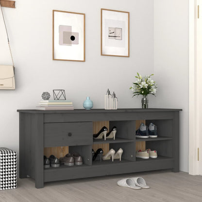 Scarpiera Grigia 110x38x45,5 cm in Legno Massello di Pino - homemem39