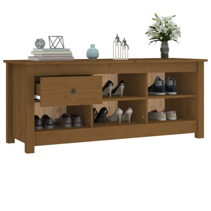 Scarpiera Marrone Ambra 110x38x45,5cm in Legno Massello di Pino - homemem39