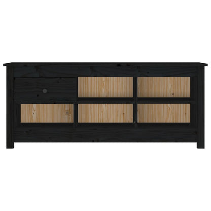 Scarpiera Nera 110x38x45,5 cm in Legno Massello di Pino - homemem39