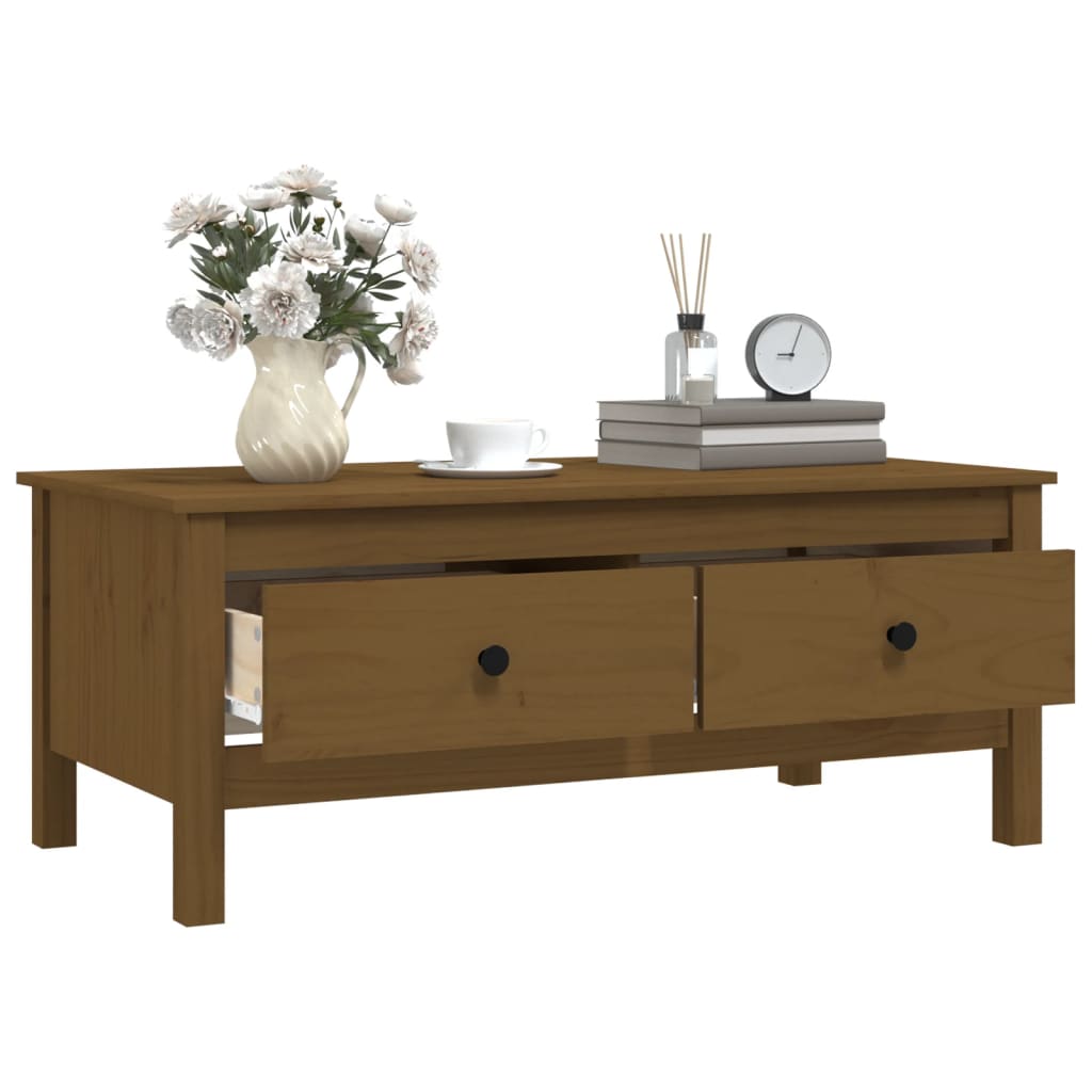 Tavolino da Salotto ambra 100x50x40 cm Legno Massello di Pino | homemem39