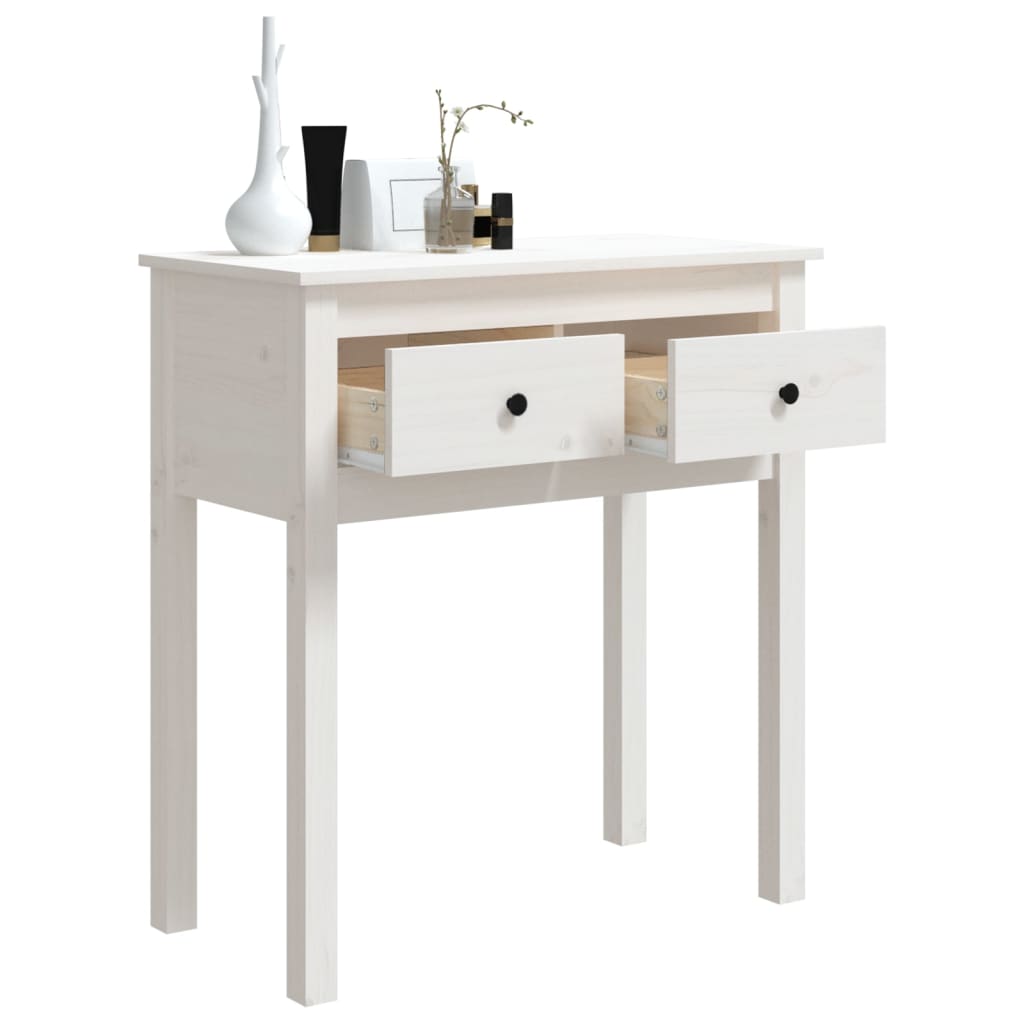 Tavolo Consolle Bianco 70x35x75 cm in Legno Massello di Pino | homemem39