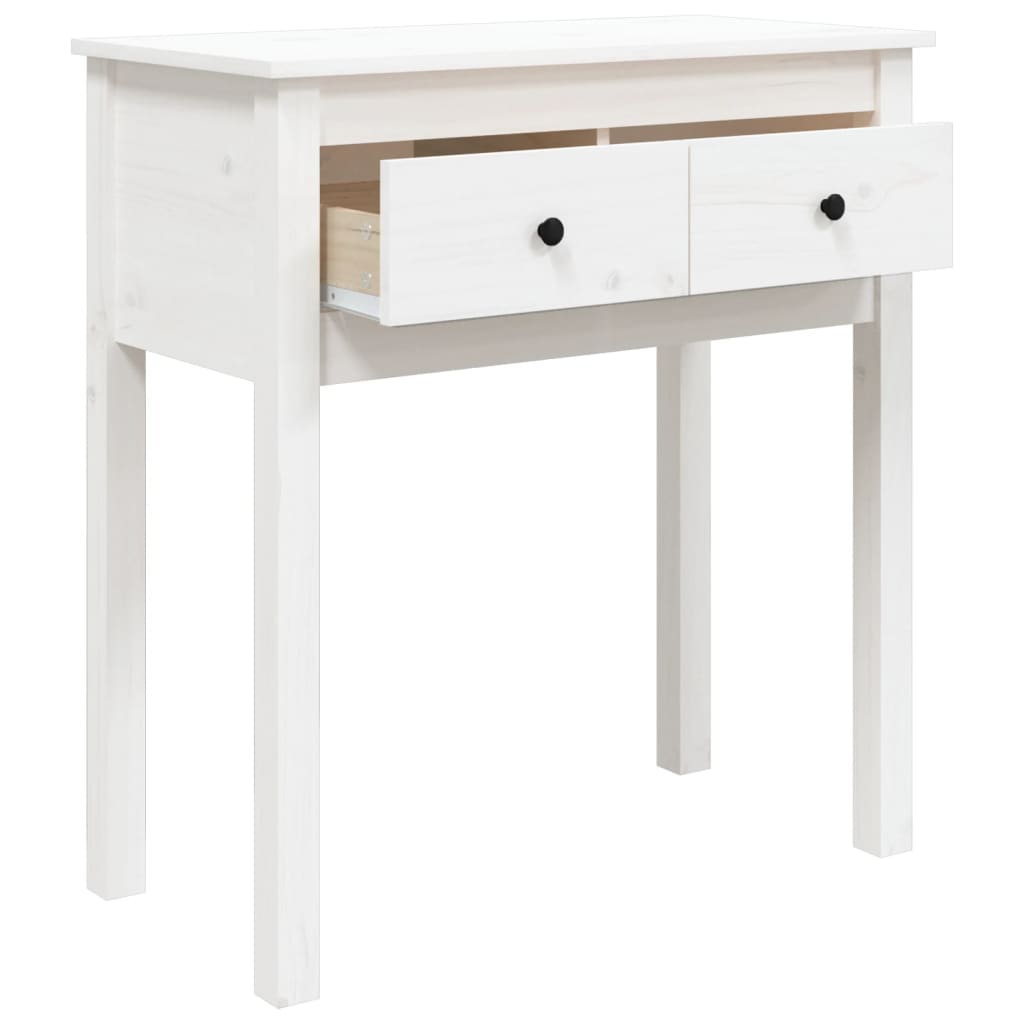 Tavolo Consolle Bianco 70x35x75 cm in Legno Massello di Pino | homemem39