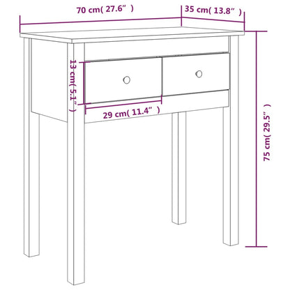 Tavolo Consolle Bianco 70x35x75 cm in Legno Massello di Pino | homemem39