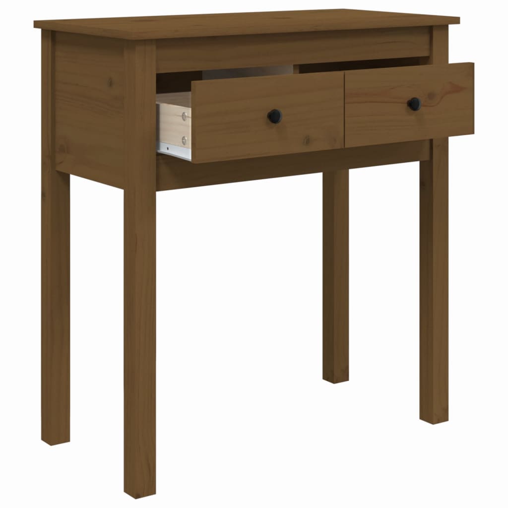 Tavolo Consolle Marrone Ambra 70x35x75cm Legno Massello di Pino | homemem39