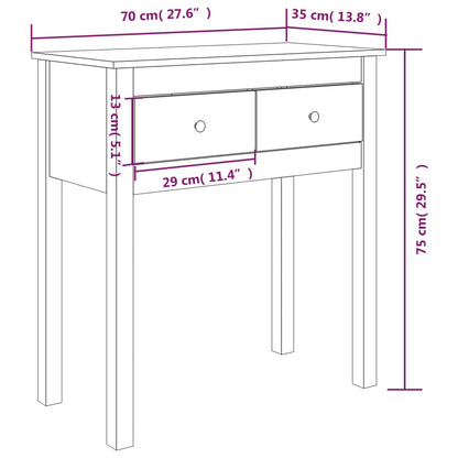 Tavolo Consolle Marrone Ambra 70x35x75cm Legno Massello di Pino | homemem39