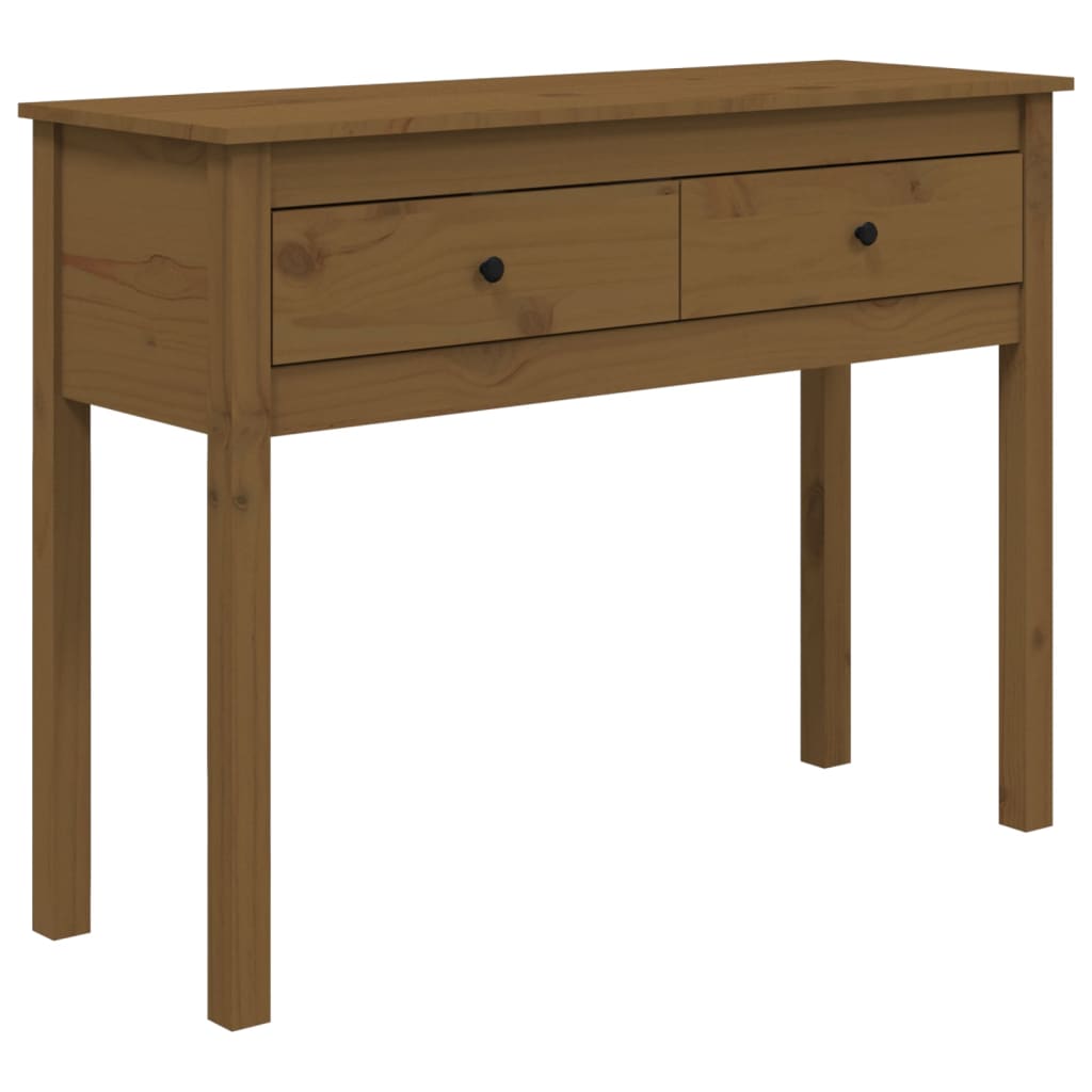 Tavolo Consolle Ambrato 100x35x75 cm in Legno Massello di Pino - homemem39