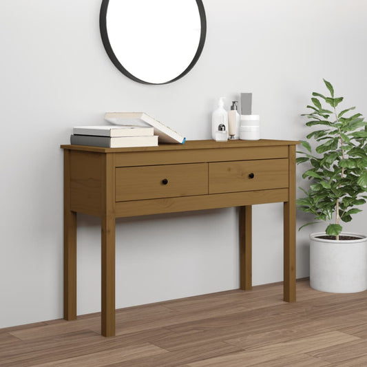 Tavolo Consolle Ambrato 100x35x75 cm in Legno Massello di Pino - homemem39