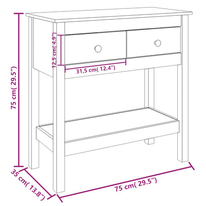 Tavolo Consolle 75x35x75 cm in Legno Massello di Pino - homemem39