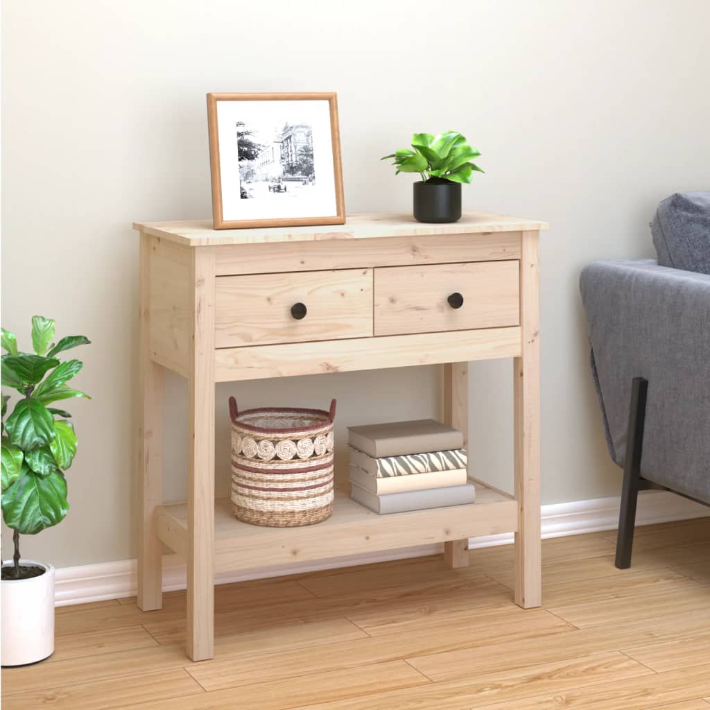 Tavolo Consolle 75x35x75 cm in Legno Massello di Pino | homemem39