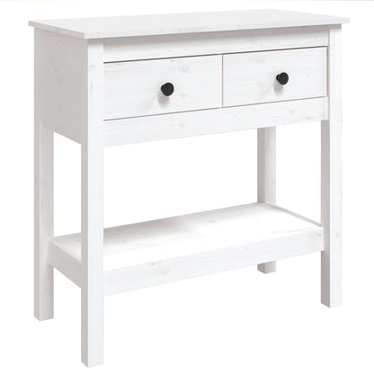 Tavolo Consolle Bianco 75x35x75 cm in Legno Massello di Pino - homemem39