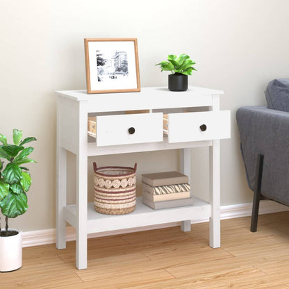 Tavolo Consolle Bianco 75x35x75 cm in Legno Massello di Pino | homemem39