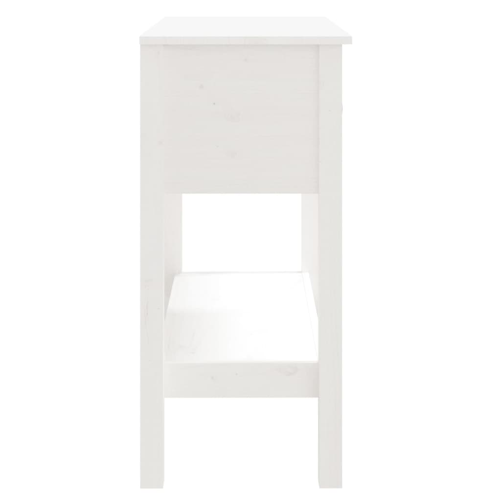 Tavolo Consolle Bianco 75x35x75 cm in Legno Massello di Pino - homemem39