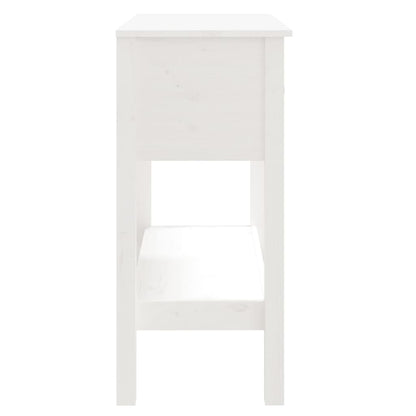 Tavolo Consolle Bianco 75x35x75 cm in Legno Massello di Pino - homemem39